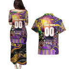 Personalised NAIDOC Week 2025 Storm Rugby Couples Matching Puletasi and Hawaiian Shirt Aboriginal Dot Painting