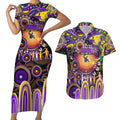 Personalised NAIDOC Week 2025 Storm Rugby Couples Matching Short Sleeve Bodycon Dress and Hawaiian Shirt Aboriginal Dot Painting
