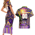 Personalised NAIDOC Week 2025 Storm Rugby Couples Matching Short Sleeve Bodycon Dress and Hawaiian Shirt Aboriginal Dot Painting