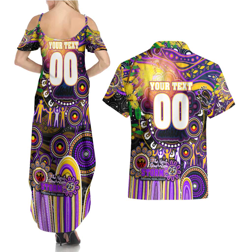 Personalised NAIDOC Week 2025 Storm Rugby Couples Matching Summer Maxi Dress and Hawaiian Shirt Aboriginal Dot Painting