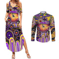 Personalised NAIDOC Week 2025 Storm Rugby Couples Matching Summer Maxi Dress and Long Sleeve Button Shirt Aboriginal Dot Painting
