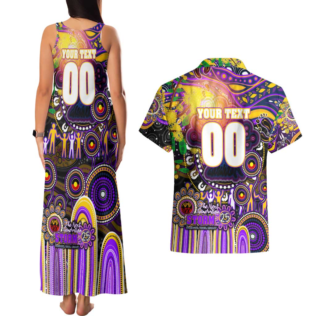 Personalised NAIDOC Week 2025 Storm Rugby Couples Matching Tank Maxi Dress and Hawaiian Shirt Aboriginal Dot Painting
