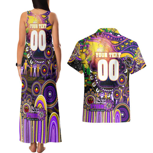 Personalised NAIDOC Week 2025 Storm Rugby Couples Matching Tank Maxi Dress and Hawaiian Shirt Aboriginal Dot Painting