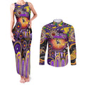 Personalised NAIDOC Week 2025 Storm Rugby Couples Matching Tank Maxi Dress and Long Sleeve Button Shirt Aboriginal Dot Painting