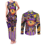 Personalised NAIDOC Week 2025 Storm Rugby Couples Matching Tank Maxi Dress and Long Sleeve Button Shirt Aboriginal Dot Painting