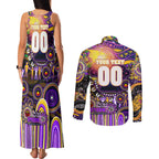Personalised NAIDOC Week 2025 Storm Rugby Couples Matching Tank Maxi Dress and Long Sleeve Button Shirt Aboriginal Dot Painting