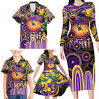 Personalised NAIDOC Week 2025 Storm Rugby Family Matching Long Sleeve Bodycon Dress and Hawaiian Shirt Aboriginal Dot Painting