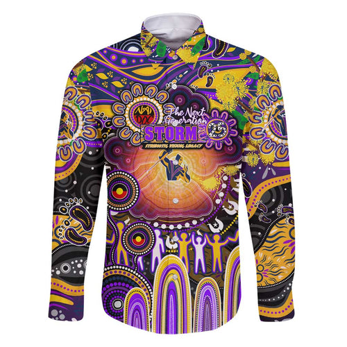 Personalised NAIDOC Week 2025 Storm Rugby Family Matching Long Sleeve Bodycon Dress and Hawaiian Shirt Aboriginal Dot Painting