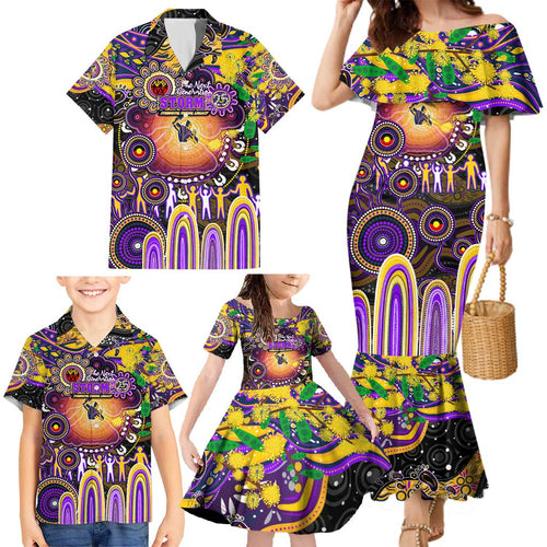 Personalised NAIDOC Week 2025 Storm Rugby Family Matching Mermaid Dress and Hawaiian Shirt Aboriginal Dot Painting