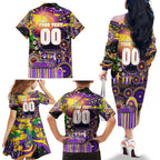 Personalised NAIDOC Week 2025 Storm Rugby Family Matching Off The Shoulder Long Sleeve Dress and Hawaiian Shirt Aboriginal Dot Painting