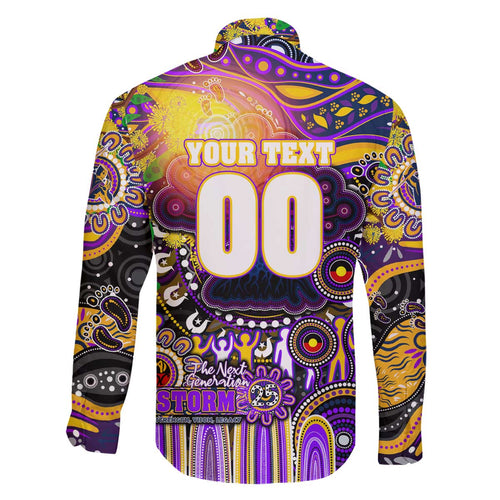 Personalised NAIDOC Week 2025 Storm Rugby Family Matching Off The Shoulder Long Sleeve Dress and Hawaiian Shirt Aboriginal Dot Painting