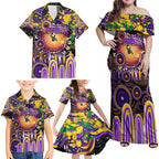 Personalised NAIDOC Week 2025 Storm Rugby Family Matching Off Shoulder Maxi Dress and Hawaiian Shirt Aboriginal Dot Painting