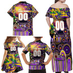 Personalised NAIDOC Week 2025 Storm Rugby Family Matching Off Shoulder Maxi Dress and Hawaiian Shirt Aboriginal Dot Painting