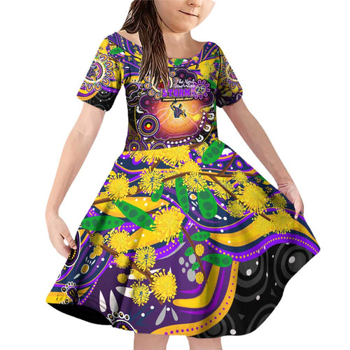 Personalised NAIDOC Week 2025 Storm Rugby Family Matching Off Shoulder Short Dress and Hawaiian Shirt Aboriginal Dot Painting