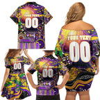 Personalised NAIDOC Week 2025 Storm Rugby Family Matching Off Shoulder Short Dress and Hawaiian Shirt Aboriginal Dot Painting