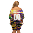 Personalised NAIDOC Week 2025 Storm Rugby Family Matching Off Shoulder Short Dress and Hawaiian Shirt Aboriginal Dot Painting