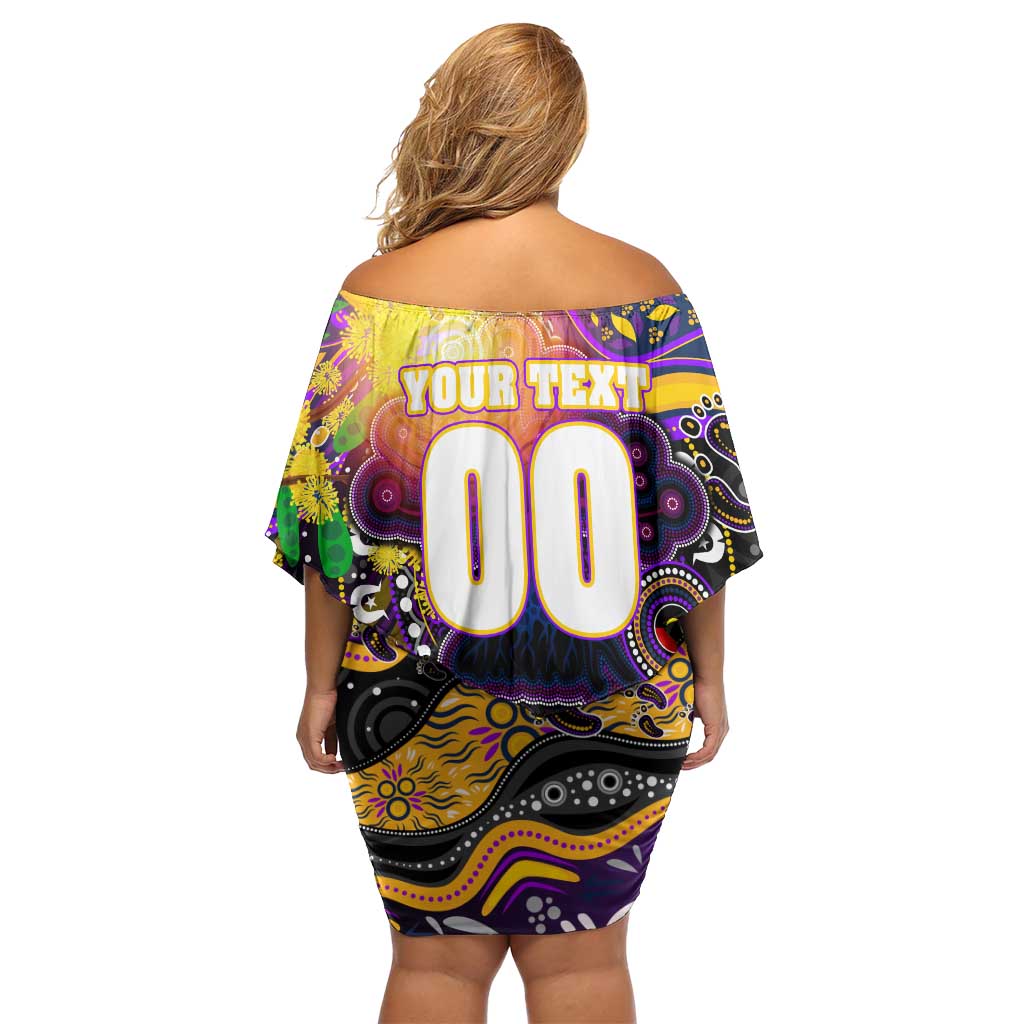Personalised NAIDOC Week 2025 Storm Rugby Family Matching Off Shoulder Short Dress and Hawaiian Shirt Aboriginal Dot Painting