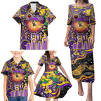 Personalised NAIDOC Week 2025 Storm Rugby Family Matching Puletasi and Hawaiian Shirt Aboriginal Dot Painting