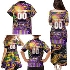 Personalised NAIDOC Week 2025 Storm Rugby Family Matching Puletasi and Hawaiian Shirt Aboriginal Dot Painting