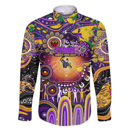 Personalised NAIDOC Week 2025 Storm Rugby Family Matching Puletasi and Hawaiian Shirt Aboriginal Dot Painting