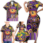 Personalised NAIDOC Week 2025 Storm Rugby Family Matching Short Sleeve Bodycon Dress and Hawaiian Shirt Aboriginal Dot Painting