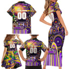 Personalised NAIDOC Week 2025 Storm Rugby Family Matching Short Sleeve Bodycon Dress and Hawaiian Shirt Aboriginal Dot Painting