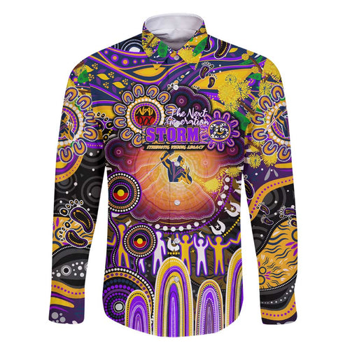 Personalised NAIDOC Week 2025 Storm Rugby Family Matching Short Sleeve Bodycon Dress and Hawaiian Shirt Aboriginal Dot Painting