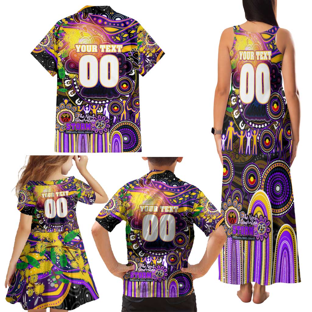 Personalised NAIDOC Week 2025 Storm Rugby Family Matching Tank Maxi Dress and Hawaiian Shirt Aboriginal Dot Painting
