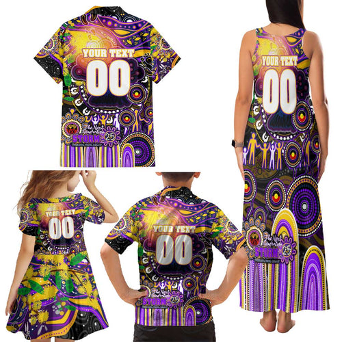 Personalised NAIDOC Week 2025 Storm Rugby Family Matching Tank Maxi Dress and Hawaiian Shirt Aboriginal Dot Painting