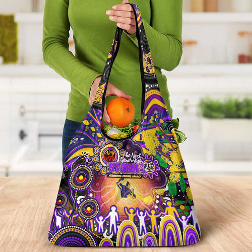NAIDOC Week 2025 Storm Rugby Grocery Bag Aboriginal Dot Painting