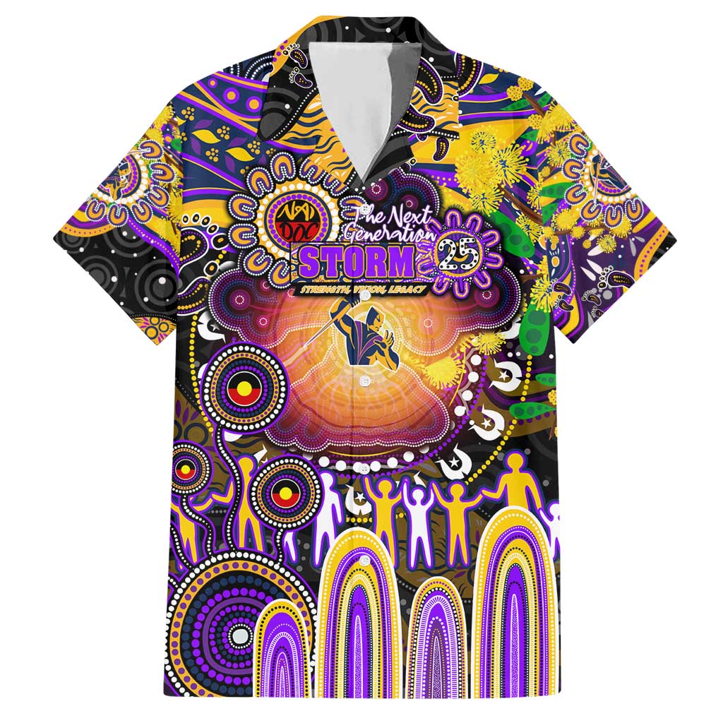 Personalised NAIDOC Week 2025 Storm Rugby Hawaiian Shirt Aboriginal Dot Painting