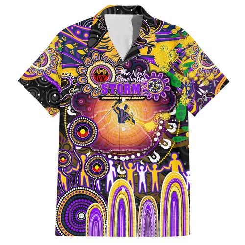 Personalised NAIDOC Week 2025 Storm Rugby Hawaiian Shirt Aboriginal Dot Painting