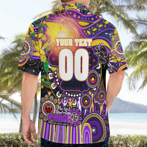 Personalised NAIDOC Week 2025 Storm Rugby Hawaiian Shirt Aboriginal Dot Painting