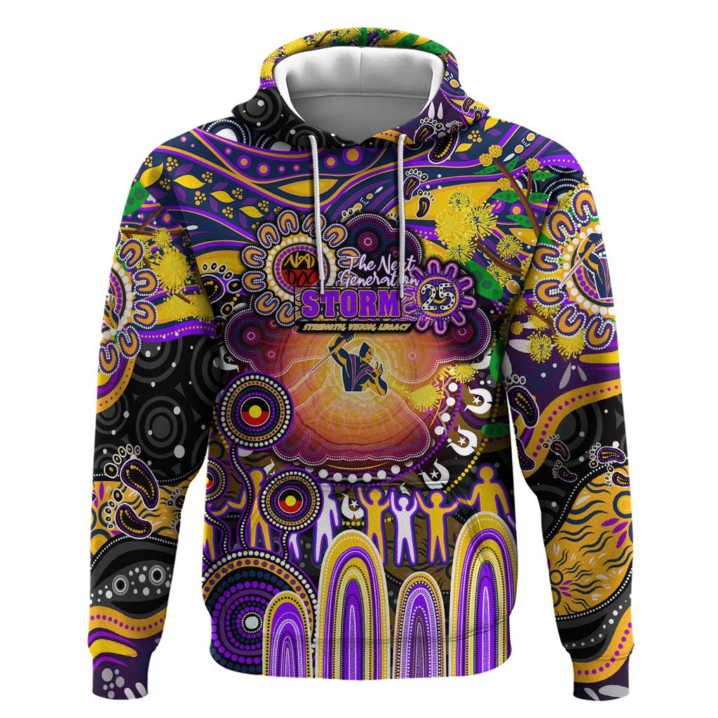 Personalised NAIDOC Week 2025 Storm Rugby Hoodie Aboriginal Dot Painting