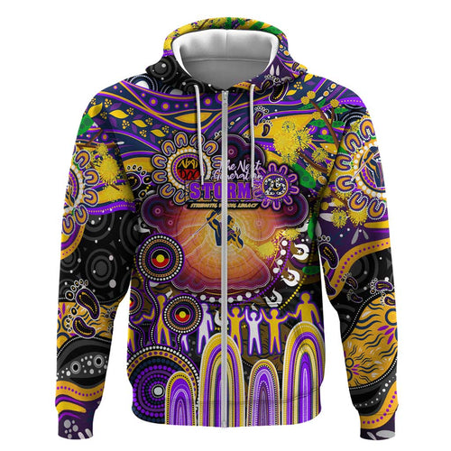 Personalised NAIDOC Week 2025 Storm Rugby Hoodie Aboriginal Dot Painting