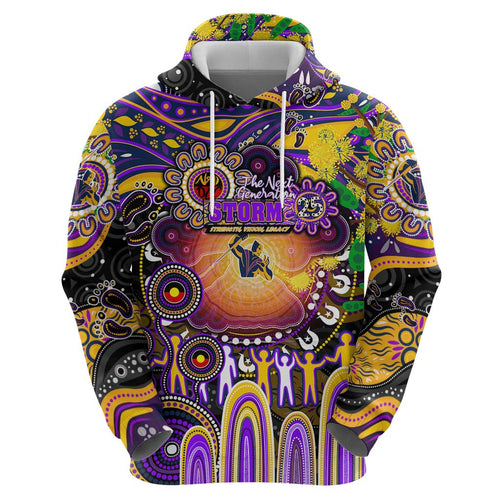Personalised NAIDOC Week 2025 Storm Rugby Hoodie Aboriginal Dot Painting