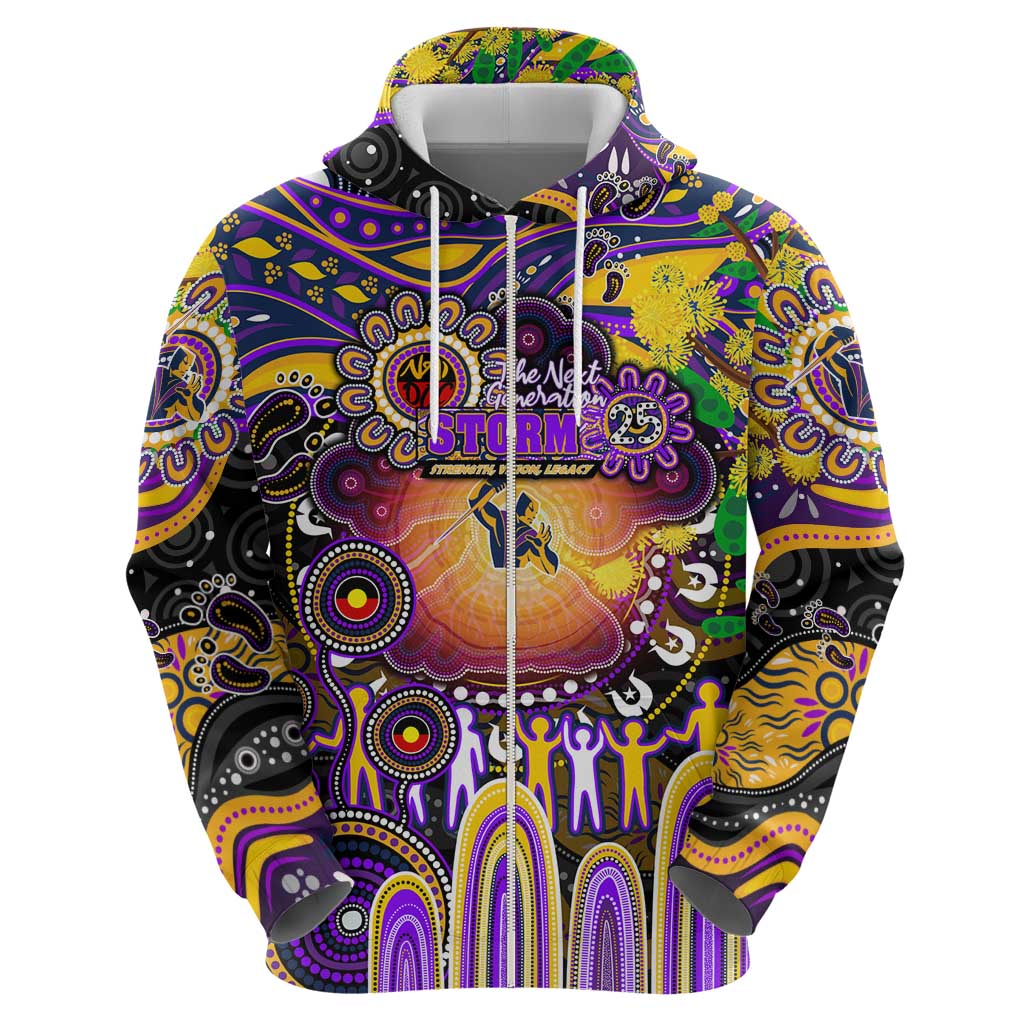 Personalised NAIDOC Week 2025 Storm Rugby Hoodie Aboriginal Dot Painting