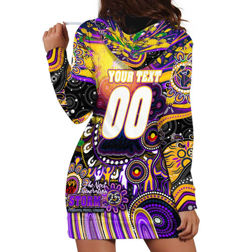 Personalised NAIDOC Week 2025 Storm Rugby Hoodie Dress Aboriginal Dot Painting