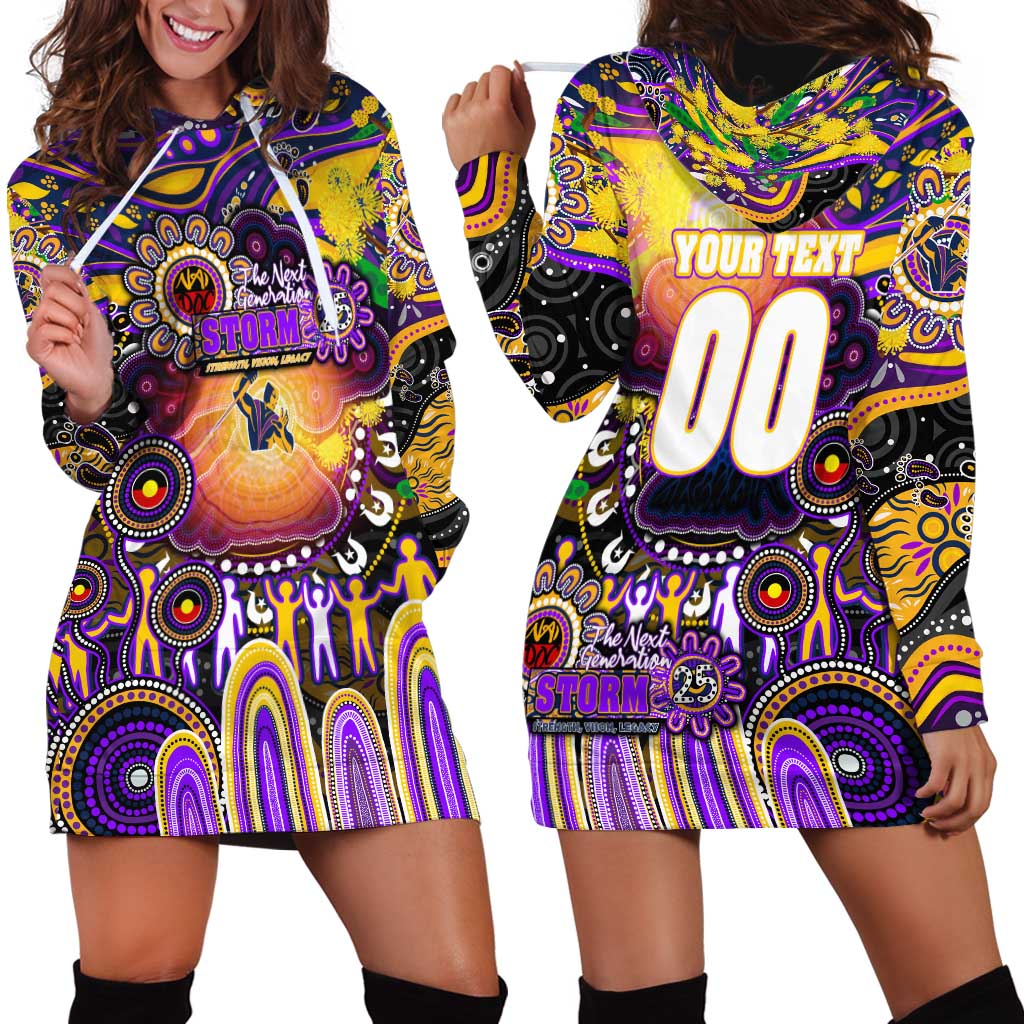 Personalised NAIDOC Week 2025 Storm Rugby Hoodie Dress Aboriginal Dot Painting