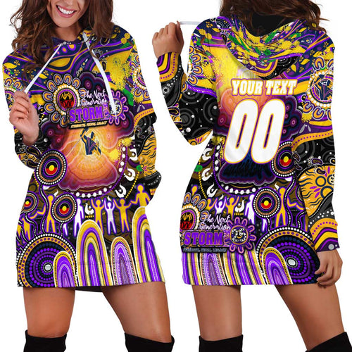 Personalised NAIDOC Week 2025 Storm Rugby Hoodie Dress Aboriginal Dot Painting