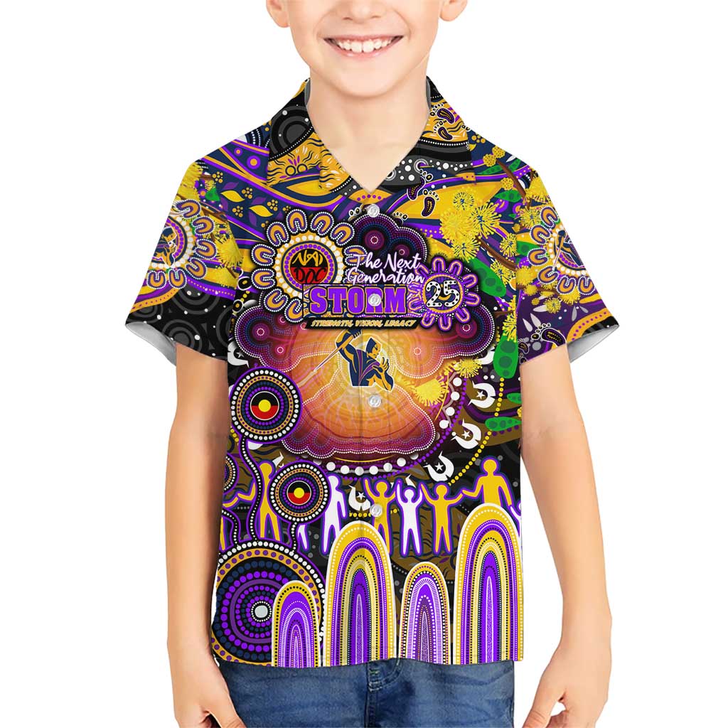 Personalised NAIDOC Week 2025 Storm Rugby Kid Hawaiian Shirt Aboriginal Dot Painting