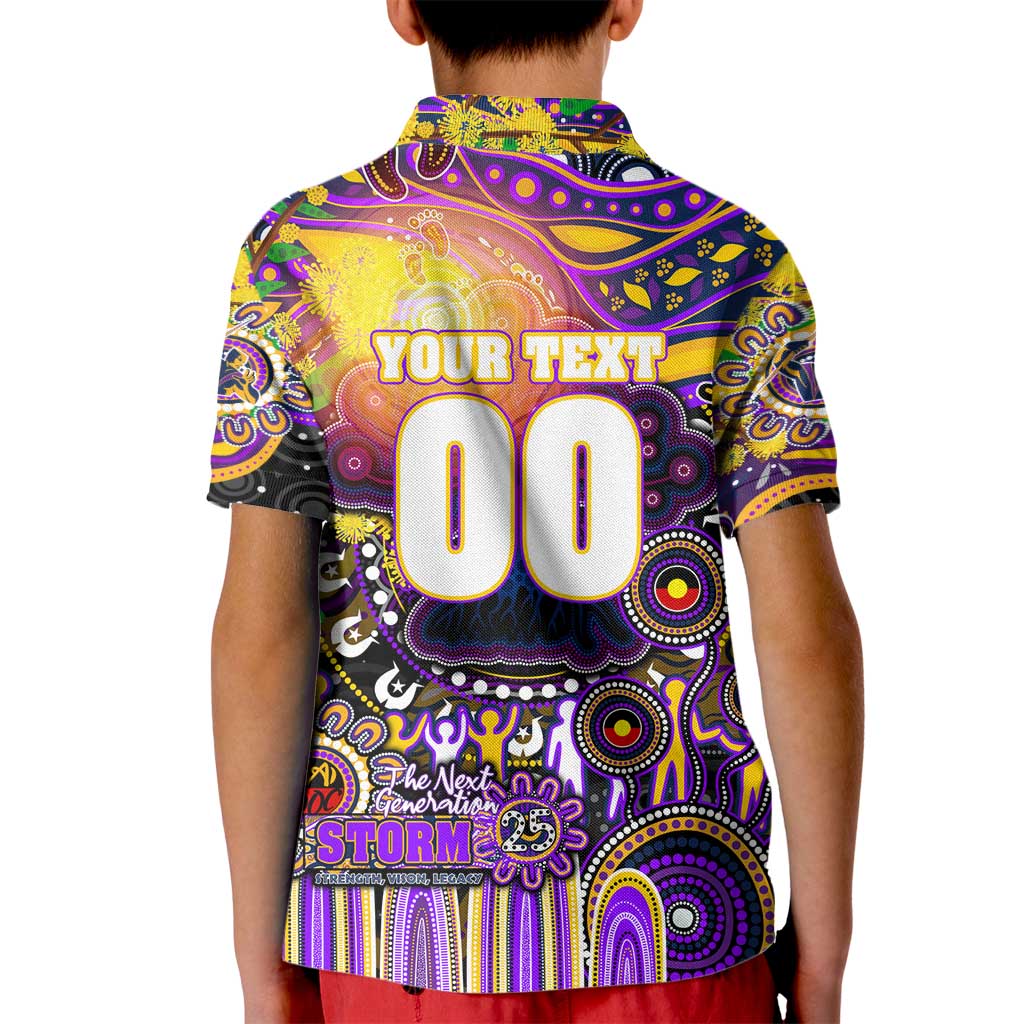 Personalised NAIDOC Week 2025 Storm Rugby Kid Polo Shirt Aboriginal Dot Painting