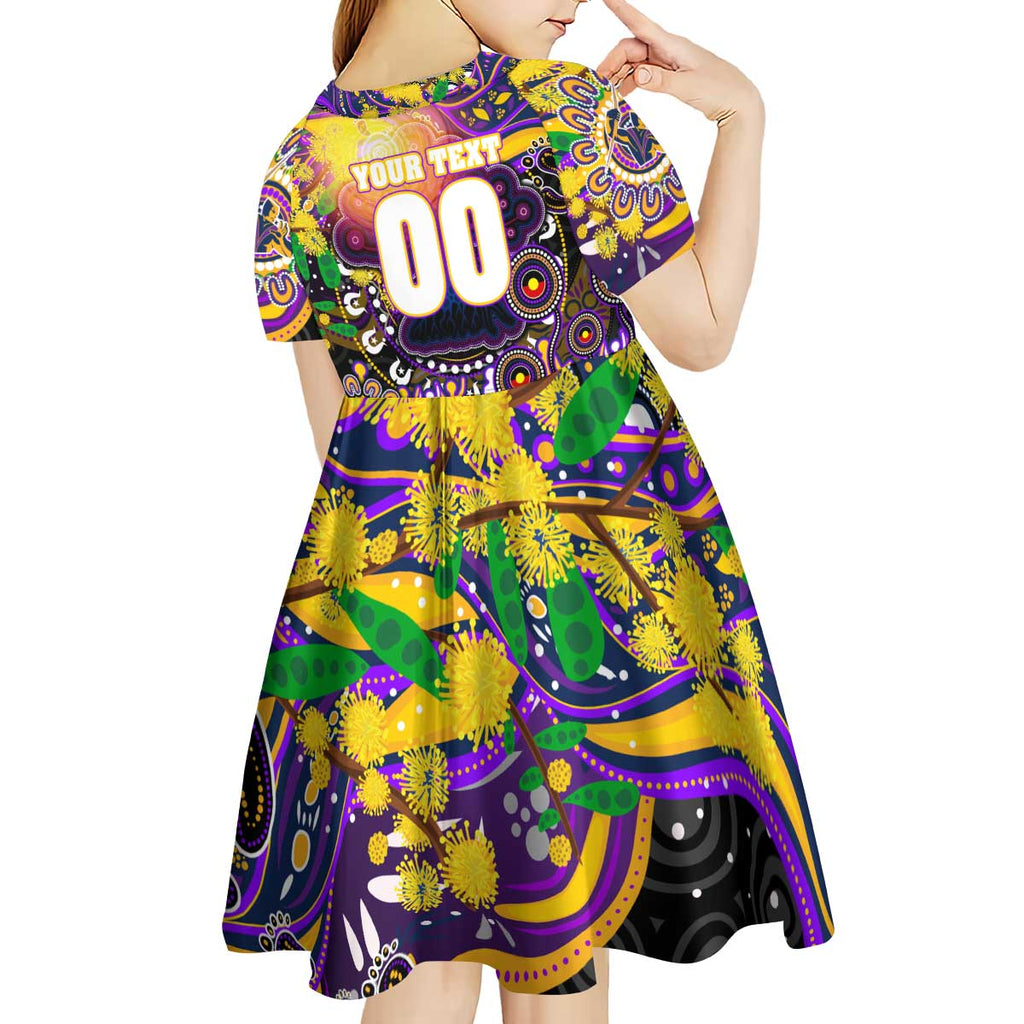 Personalised NAIDOC Week 2025 Storm Rugby Kid Short Sleeve Dress Aboriginal Dot Painting