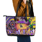 NAIDOC Week 2025 Storm Rugby Leather Tote Bag Aboriginal Dot Painting