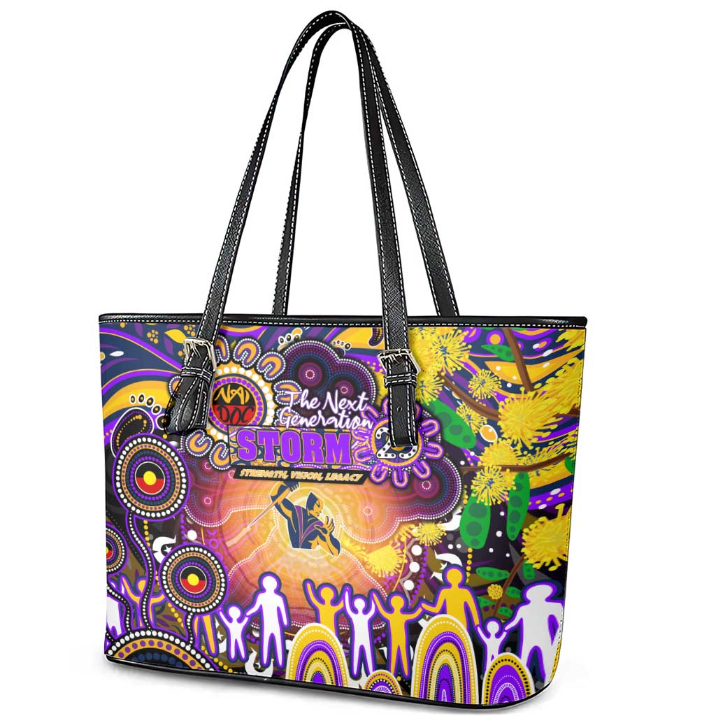 NAIDOC Week 2025 Storm Rugby Leather Tote Bag Aboriginal Dot Painting