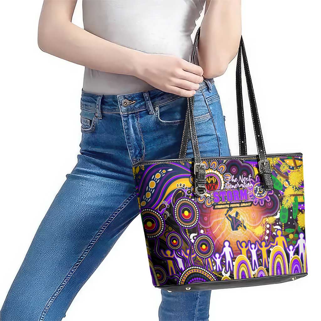 NAIDOC Week 2025 Storm Rugby Leather Tote Bag Aboriginal Dot Painting