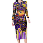 Personalised NAIDOC Week 2025 Storm Rugby Long Sleeve Bodycon Dress Aboriginal Dot Painting