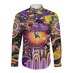 Personalised NAIDOC Week 2025 Storm Rugby Long Sleeve Button Shirt Aboriginal Dot Painting
