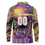 Personalised NAIDOC Week 2025 Storm Rugby Long Sleeve Polo Shirt Aboriginal Dot Painting