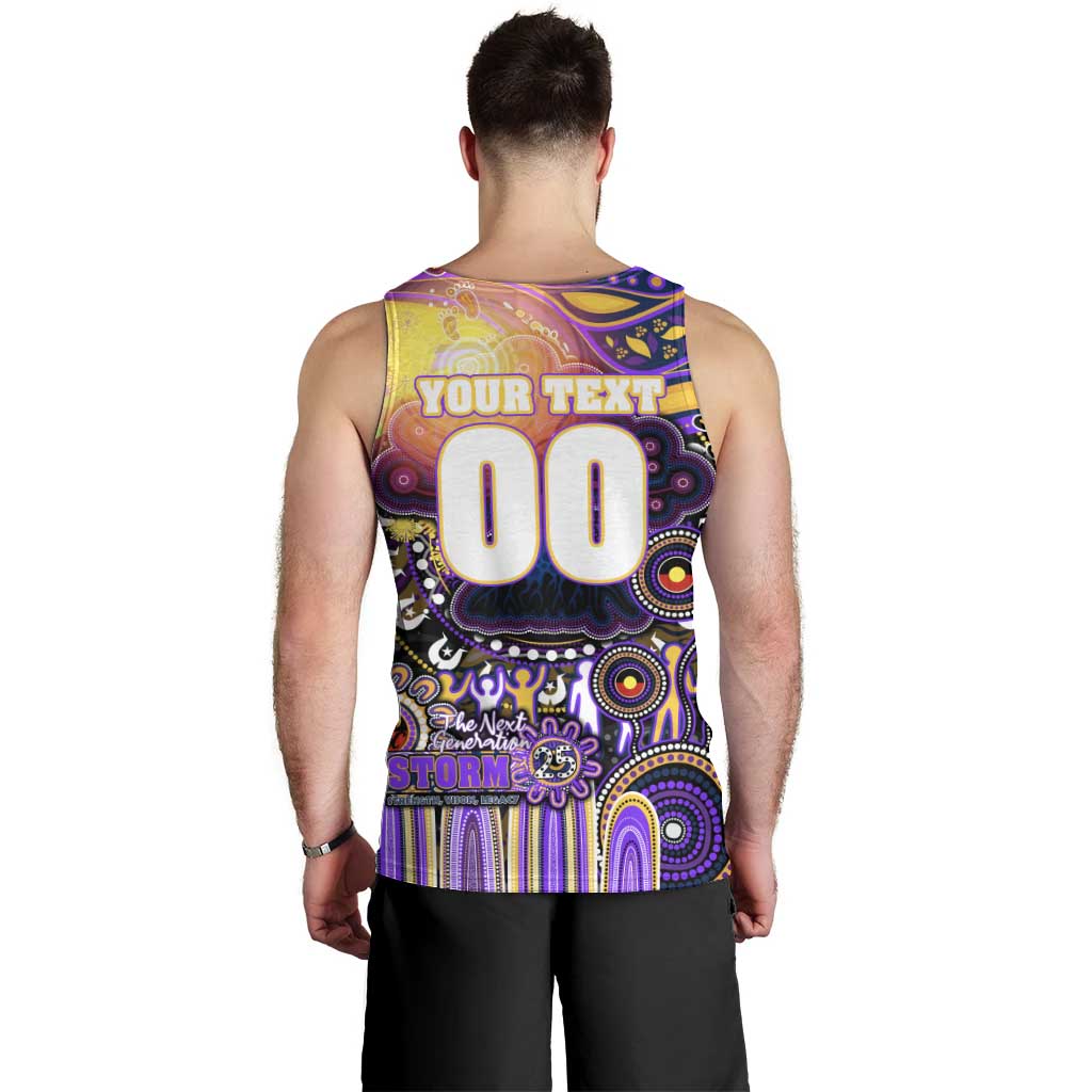 Personalised NAIDOC Week 2025 Storm Rugby Men Tank Top Aboriginal Dot Painting